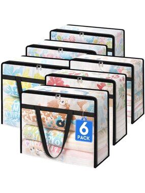 Clear Storage Bags 6 Pack Zippered Plastic Blanket Comforter Under Bed Closet
